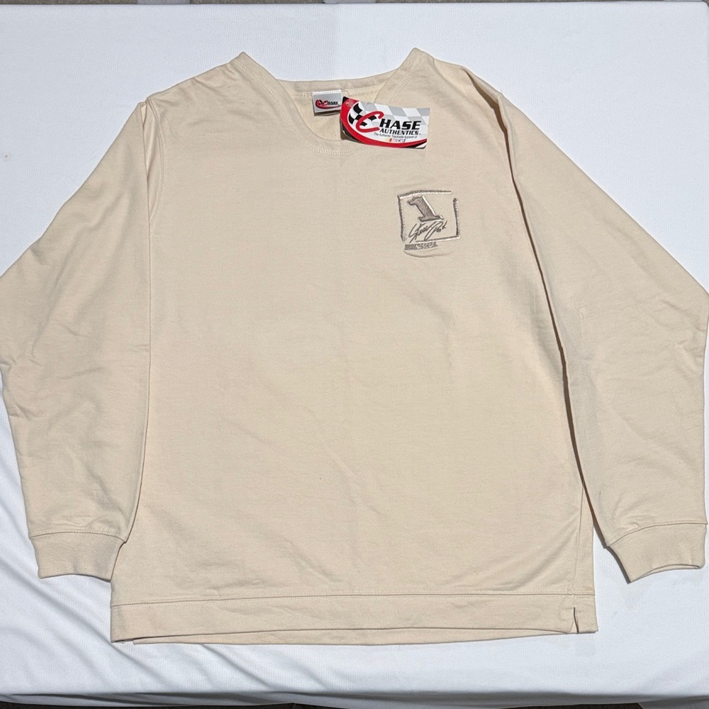 NWT VINTAGE Chase Authentics NASCAR #1 Steve Park Sweatshirt (Cream) Men's Small